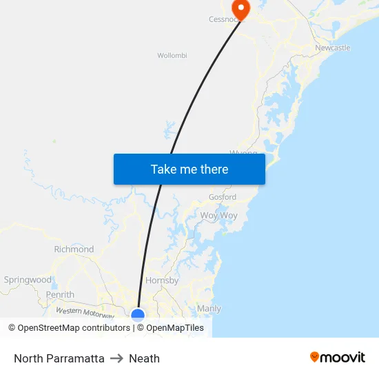 North Parramatta to Neath map