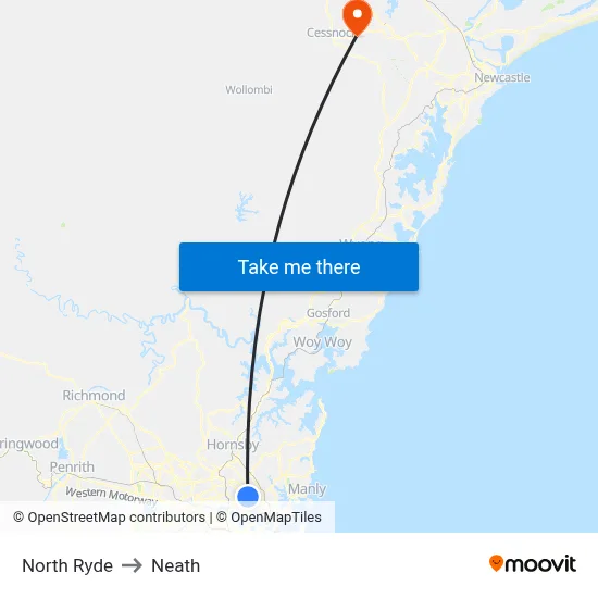 North Ryde to Neath map