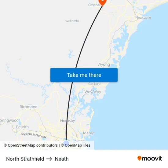 North Strathfield to Neath map