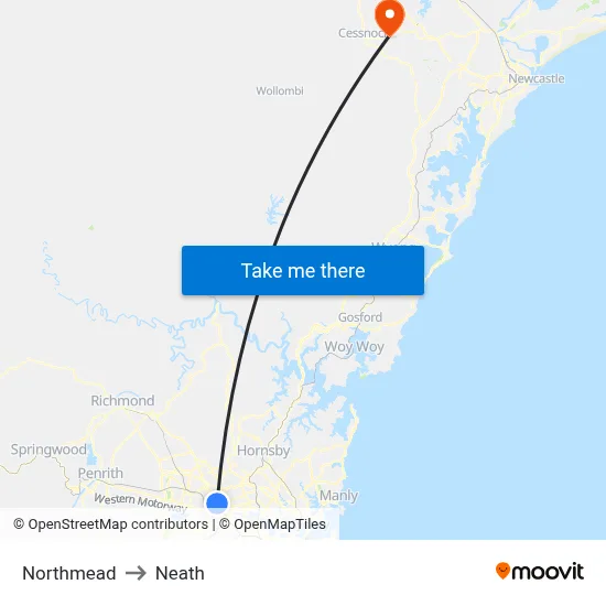 Northmead to Neath map