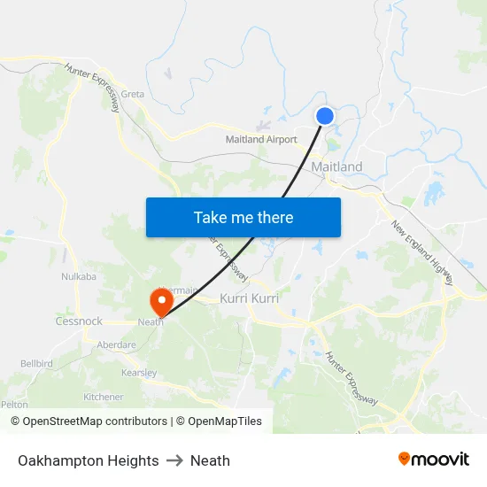 Oakhampton Heights to Neath map