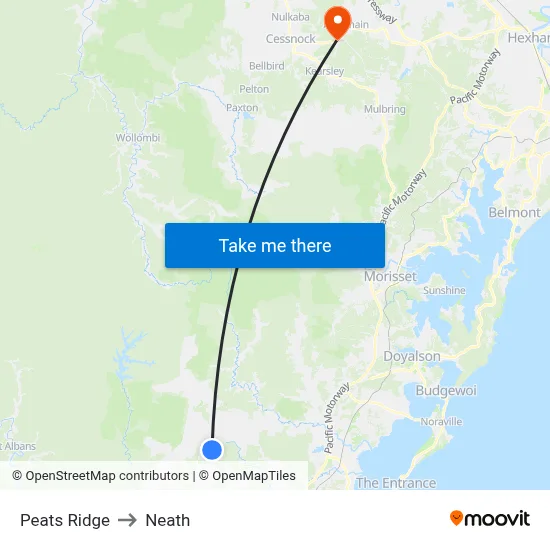 Peats Ridge to Neath map
