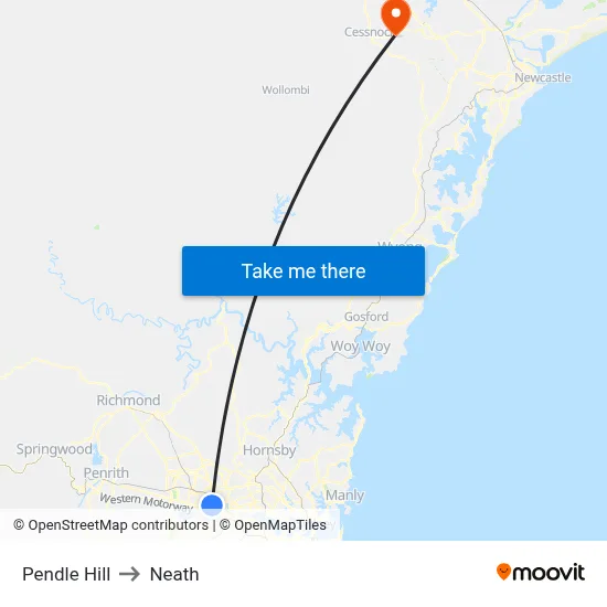 Pendle Hill to Neath map