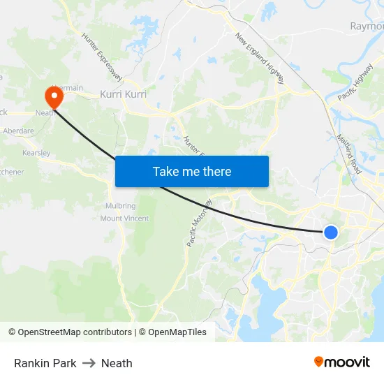 Rankin Park to Neath map