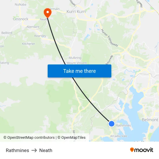 Rathmines to Neath map