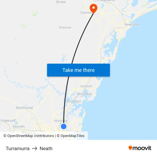 Turramurra to Neath map