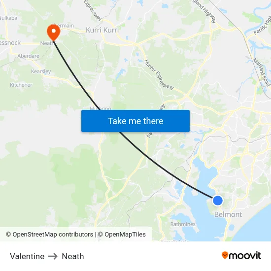 Valentine to Neath map