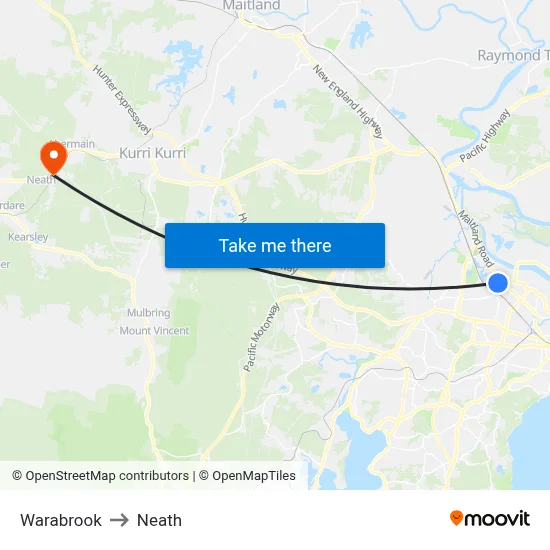 Warabrook to Neath map