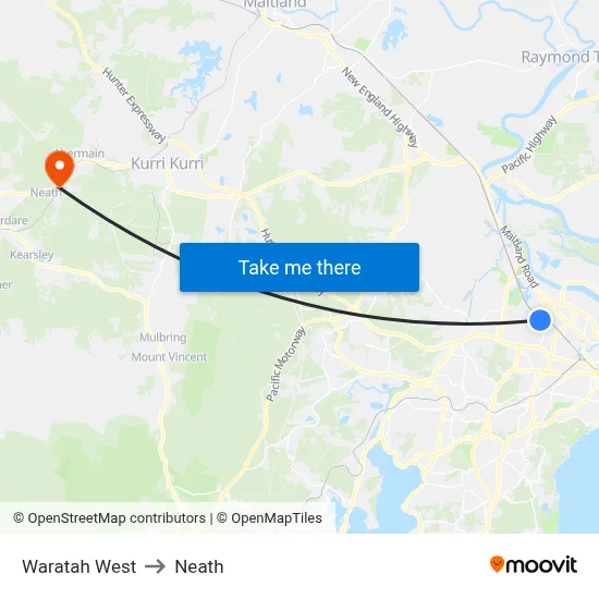 Waratah West to Neath map