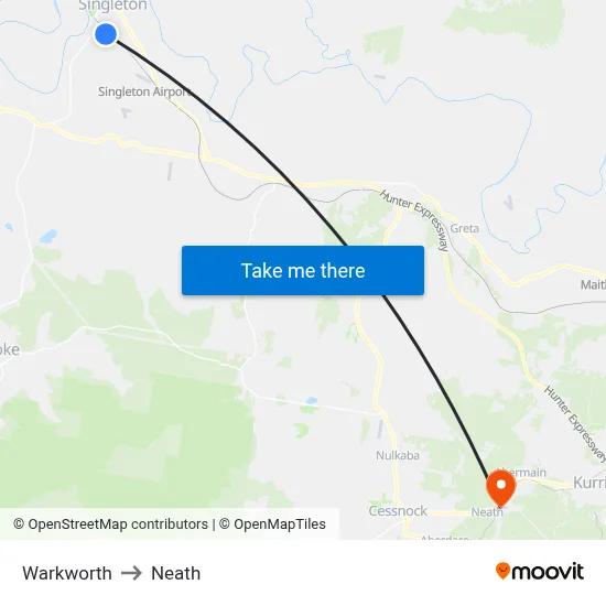 Warkworth to Neath map