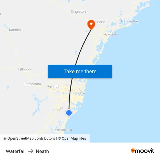 Waterfall to Neath map