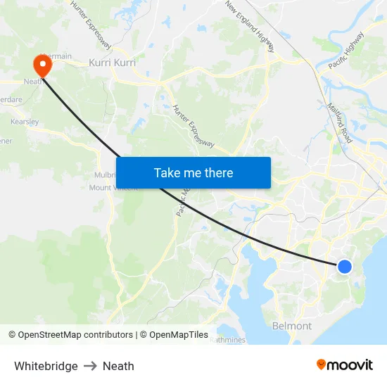 Whitebridge to Neath map