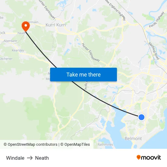 Windale to Neath map