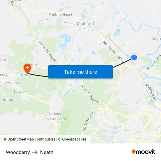 Woodberry to Neath map