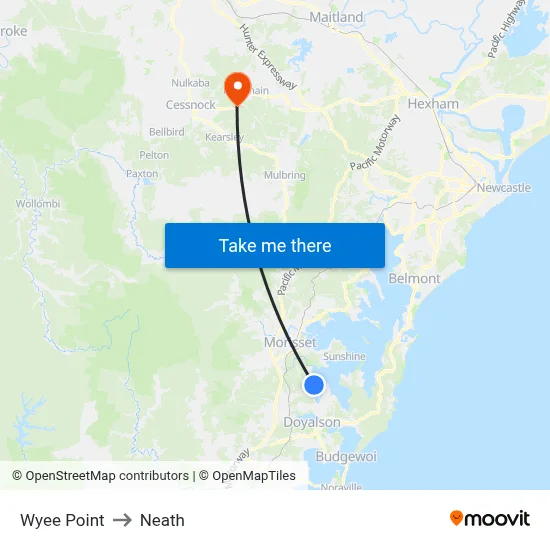 Wyee Point to Neath map