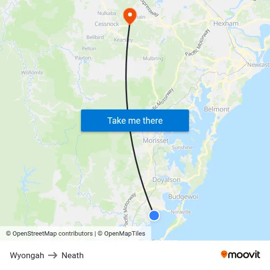 Wyongah to Neath map