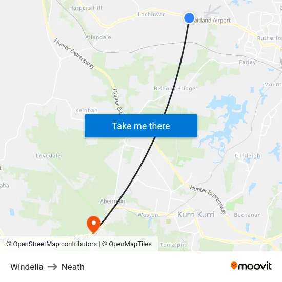 Windella to Neath map
