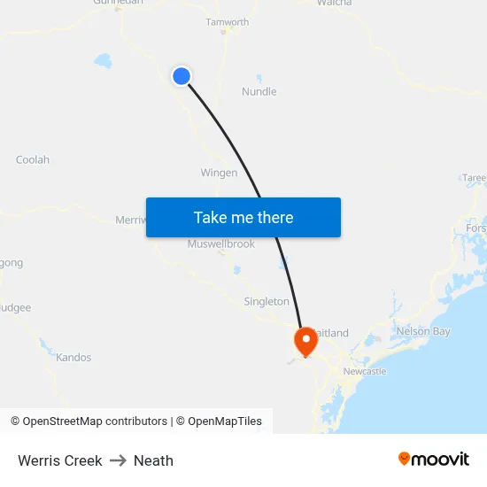 Werris Creek to Neath map