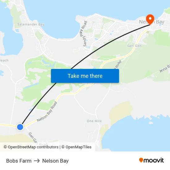 Bobs Farm to Nelson Bay map