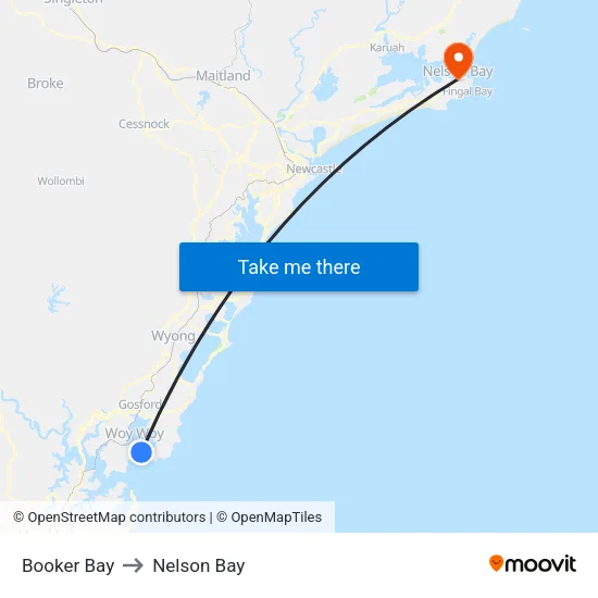 Booker Bay to Nelson Bay map