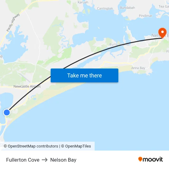 Fullerton Cove to Nelson Bay map