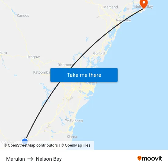 Marulan to Nelson Bay map