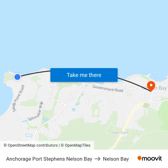 Anchorage Port Stephens Nelson Bay to Nelson Bay map