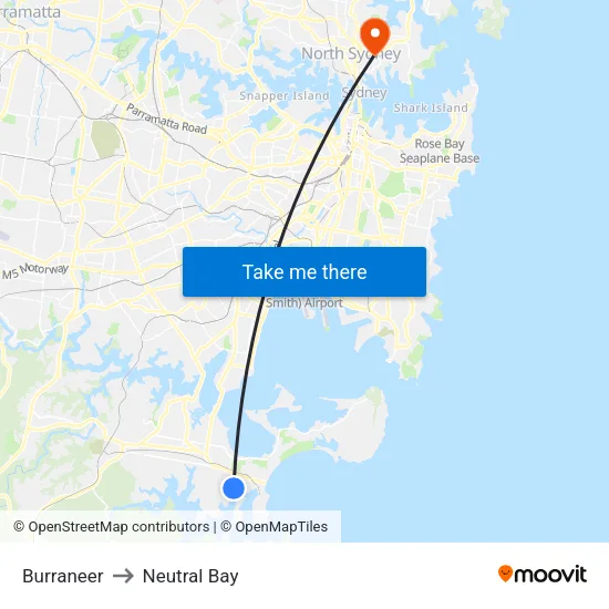 Burraneer to Neutral Bay map