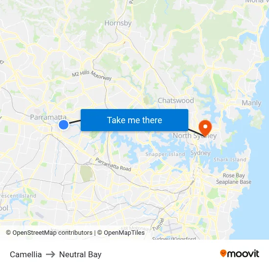 Camellia to Neutral Bay map