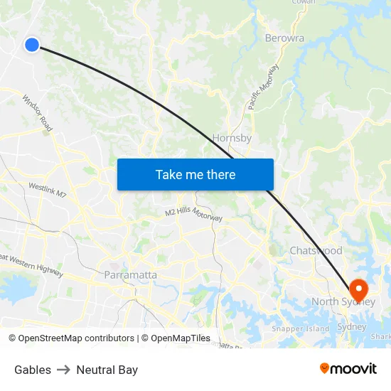 Gables to Neutral Bay map