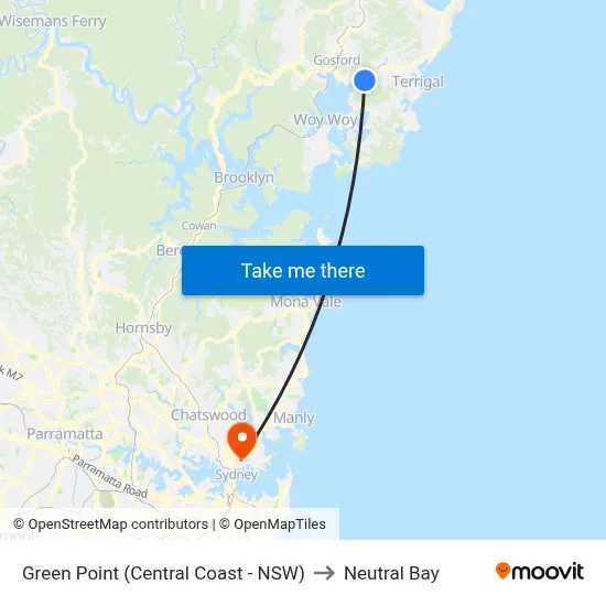 Green Point (Central Coast - NSW) to Neutral Bay map