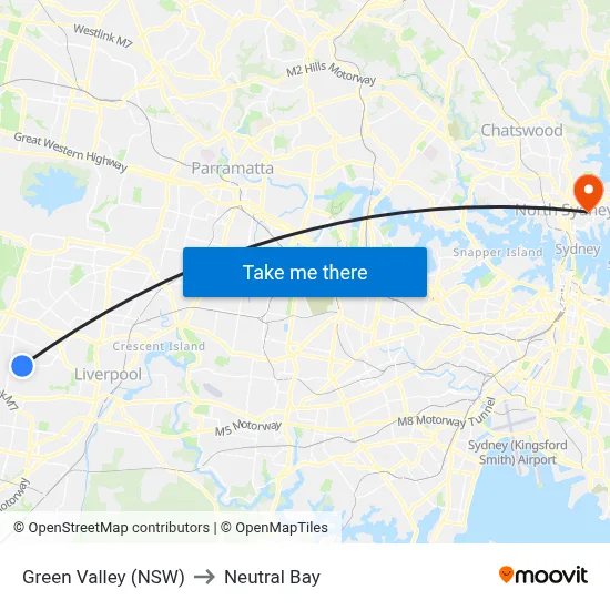 Green Valley (NSW) to Neutral Bay map