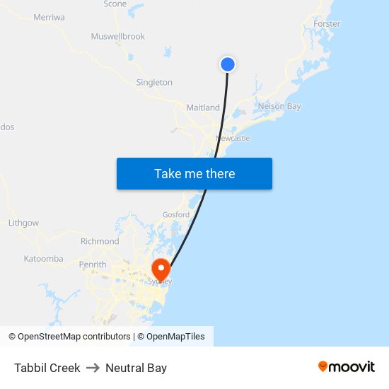 Tabbil Creek to Neutral Bay map