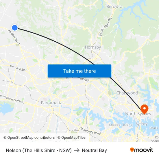 Nelson (The Hills Shire - NSW) to Neutral Bay map