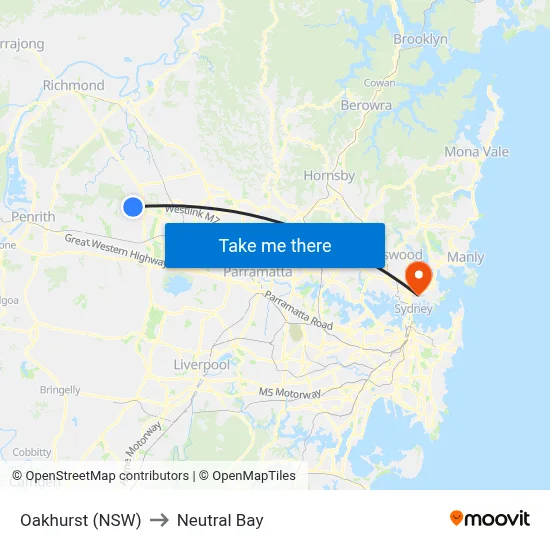 Oakhurst (NSW) to Neutral Bay map