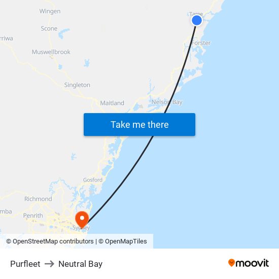 Purfleet to Neutral Bay map