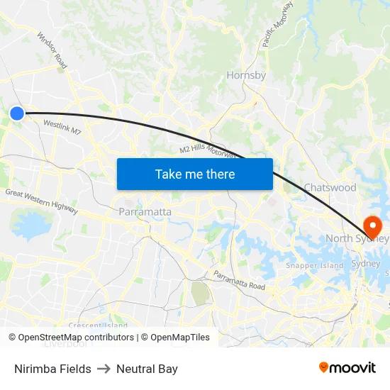 Nirimba Fields to Neutral Bay map