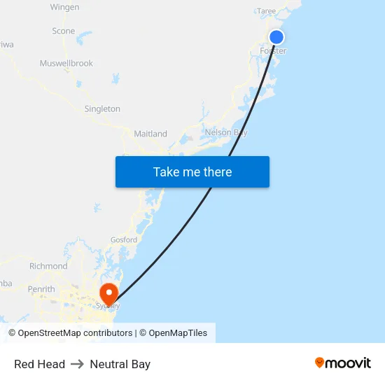 Red Head to Neutral Bay map