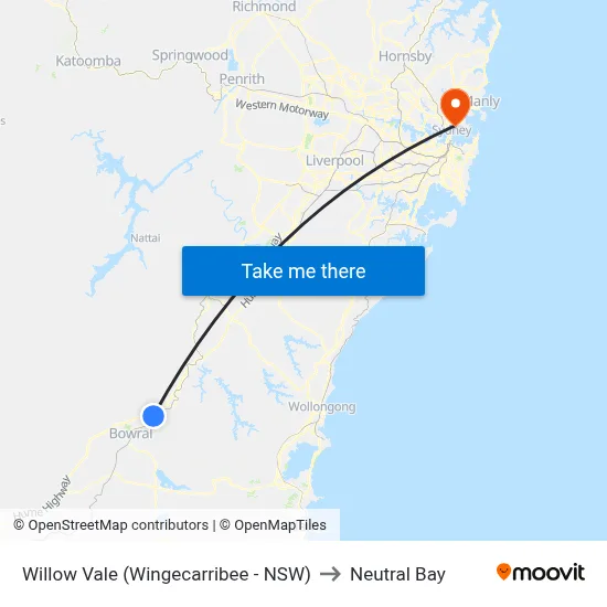 Willow Vale (Wingecarribee - NSW) to Neutral Bay map