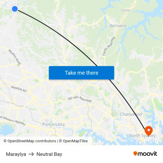 Maraylya to Neutral Bay map