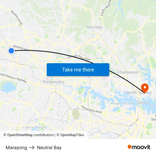 Marayong to Neutral Bay map