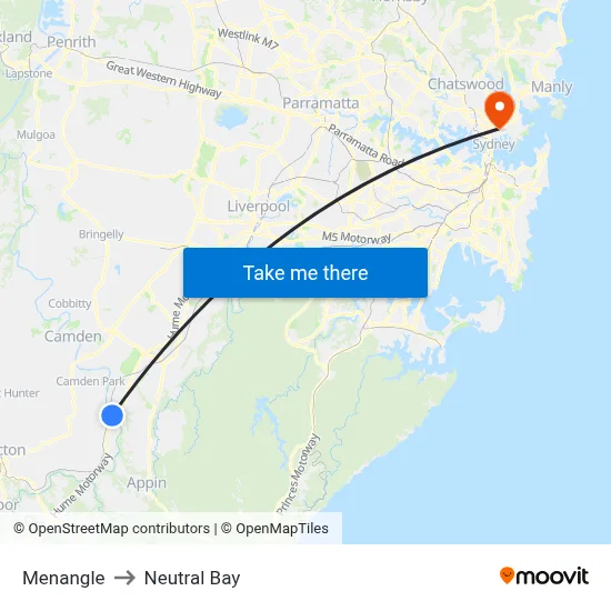 Menangle to Neutral Bay map