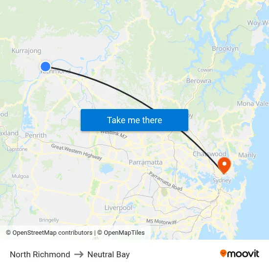 North Richmond to Neutral Bay map