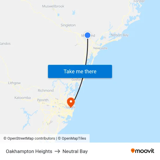 Oakhampton Heights to Neutral Bay map