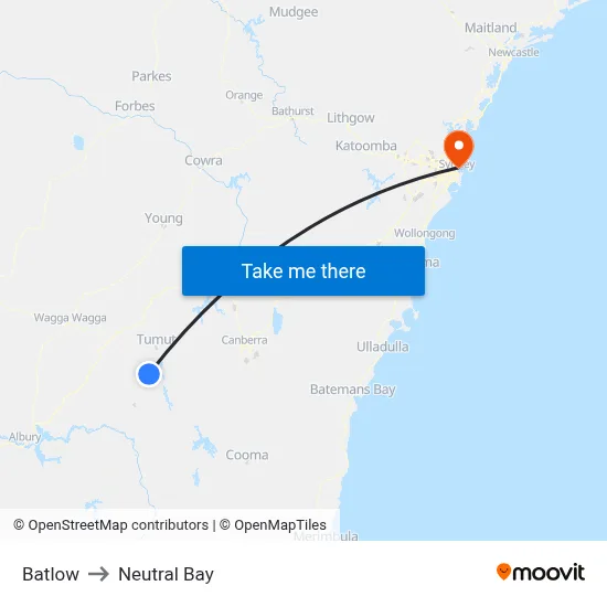 Batlow to Neutral Bay map