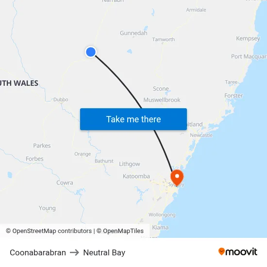 Coonabarabran to Neutral Bay map