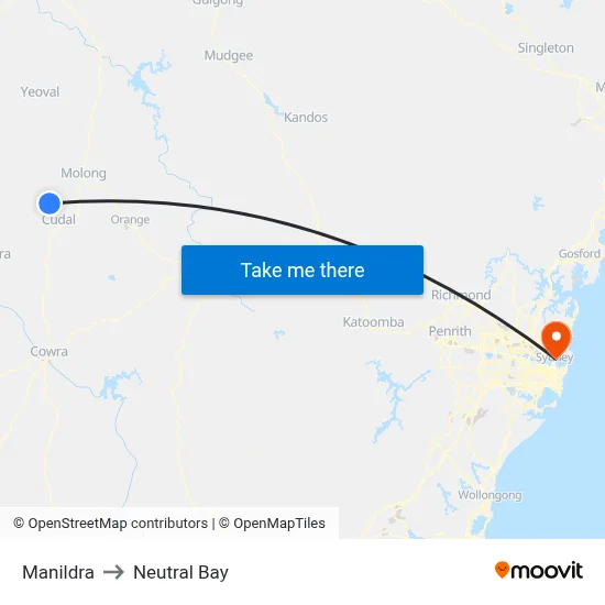 Manildra to Neutral Bay map