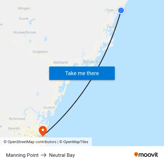 Manning Point to Neutral Bay map