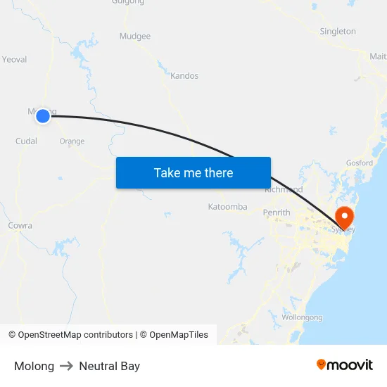 Molong to Neutral Bay map