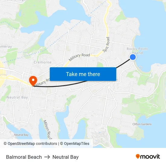 Balmoral Beach to Neutral Bay map